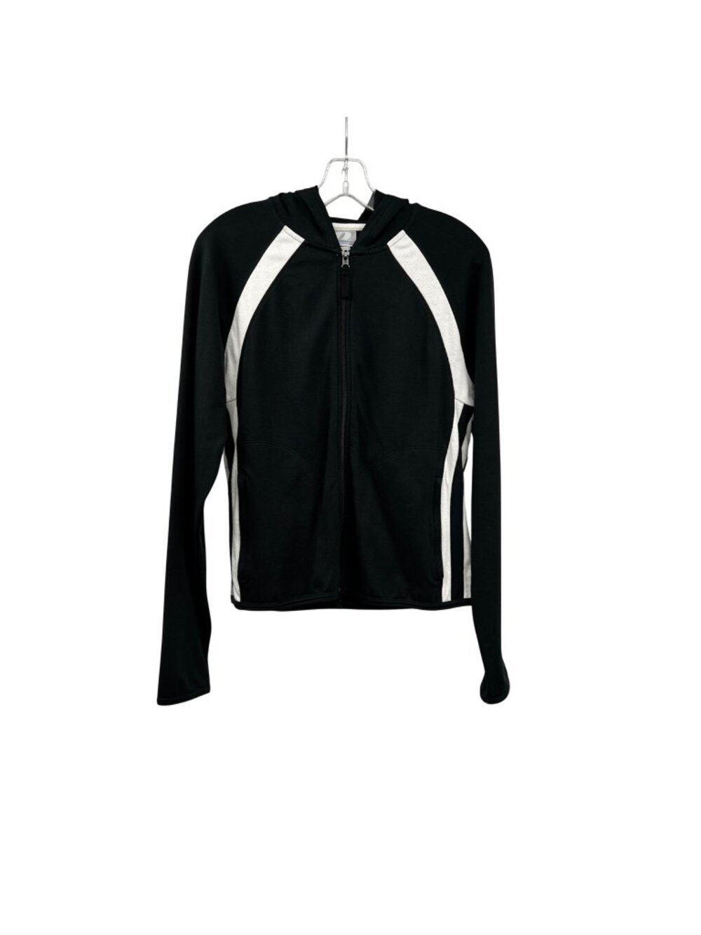Pro Spirit Womens Active Jacket Full Zip Hooded Black/White Pockets Large New